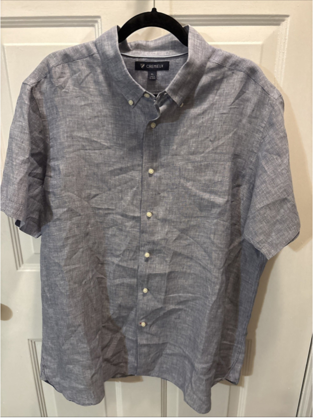 Cremieux 100% Linen Men’s XL Blue Button Up Short Sleeve Shirt